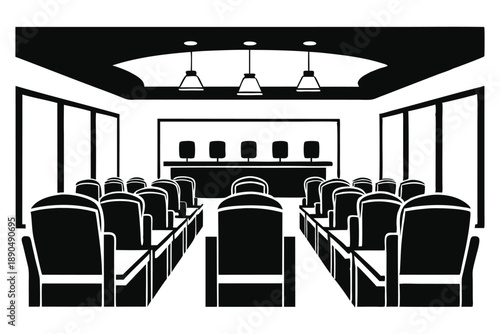 conference room silhouette line art vector illustration