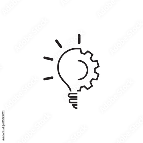 mechanical execution split concept with lightbulb and gear silhouettes