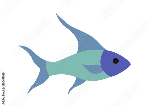 Aquarium fish. Beautiful underwater character. Decorative colored freshwater fish in flat cartoon design. Vector illustration, isolated animal on white