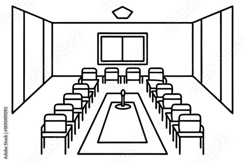 conference room silhouette line art vector illustration