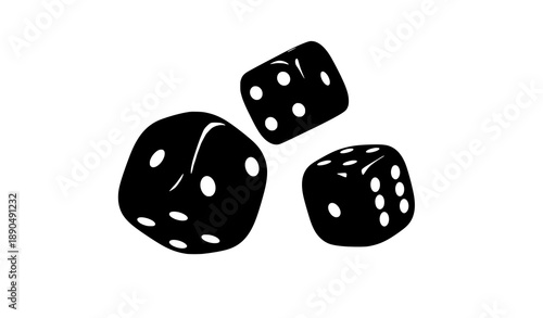 Realistic Falling Black Casino Dice 3D Vector Illustration Isolated