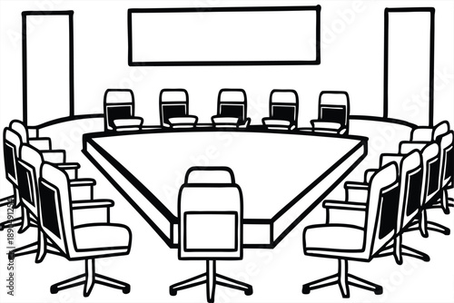 conference room silhouette line art vector illustration