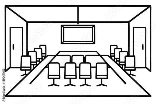 conference room silhouette line art vector illustration