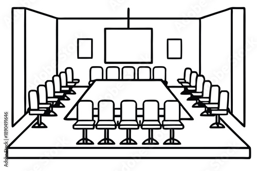 conference room silhouette line art vector illustration