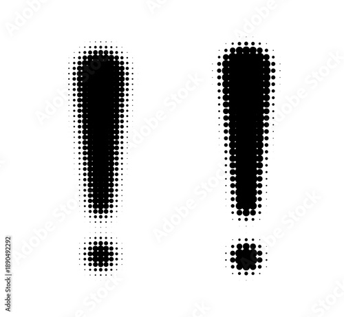 Exclamation Mark Sign Symbol Halftone Effect Vector Illustration Set