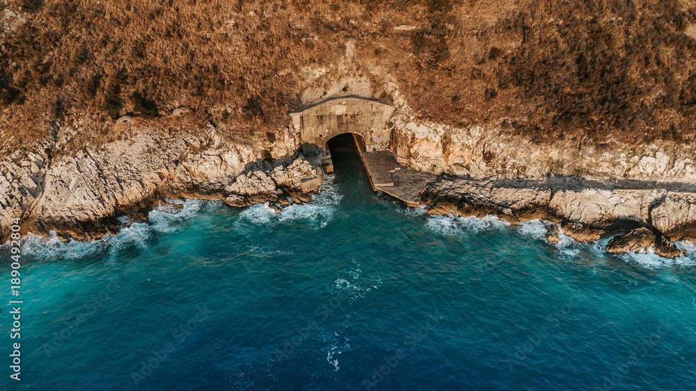 Fototapeta premium Porto Palermo Tunnel Submarine bunker in Albania