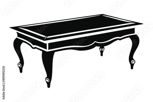 coffee table silhouette line art vector illustration