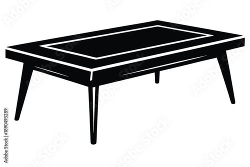 coffee table silhouette line art vector illustration