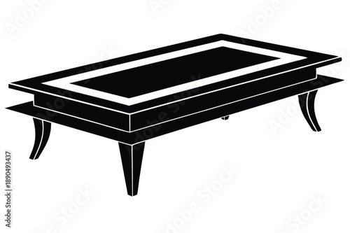 coffee table silhouette line art vector illustration