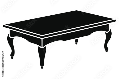 coffee table silhouette line art vector illustration