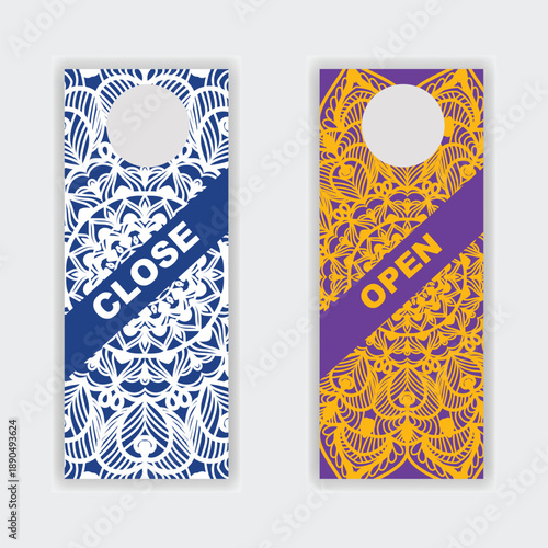 Door hanger with do not disturb and welcome home  decorative floral pattern mandala design