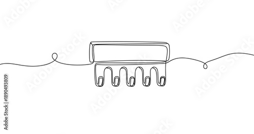 Continuous line art illustration of a comb with minimal design. Non editable stroke