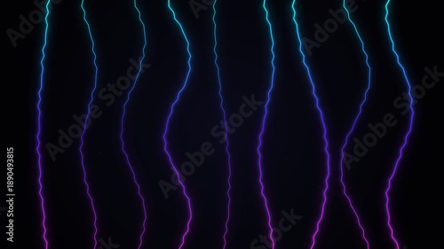 Showcasing glow neon wavy lines floating in a black void, art captured from a perspective emphasizing eight vibrant color streams