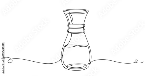 Continuous line drawing of a glass carafe with water. Non editable stroke