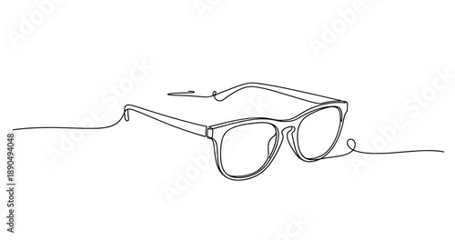 Minimalist continuous line drawing of eyeglasses. Non editable stroke