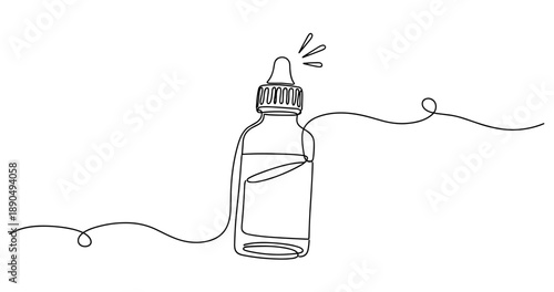 Continuous line drawing of eye drop bottle with dropper. Non editable stroke