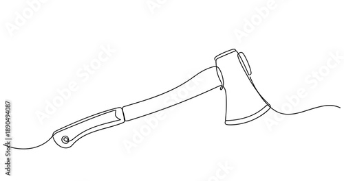 Simple line drawing of an axe on a white background. Non editable stroke