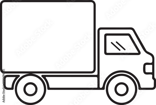 Black line drawing of a delivery truck