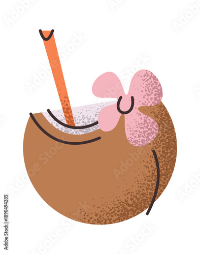 Coconut cocktail tropical drink sticker