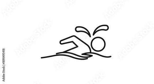 Simple line drawing of a person swimming.