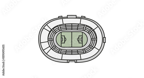 Simple black and white illustration of a sports stadium layout.