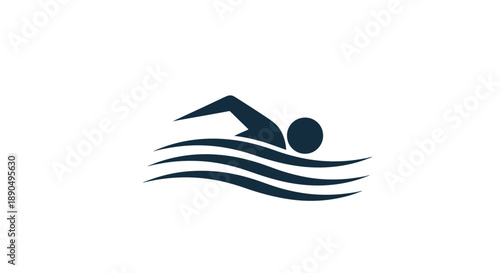 Simple black icon of a person swimming in water.