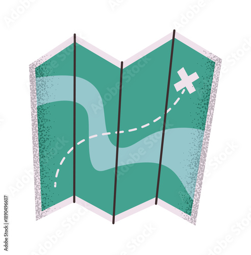 Touristic paper map travel sticker