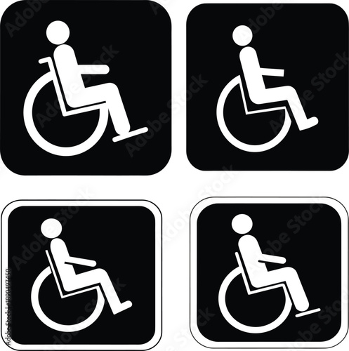 Man in a wheelchair minimalist black and white icon
