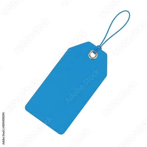 Obraz na płótnie Blue tag with string attachment isolated on transparent background