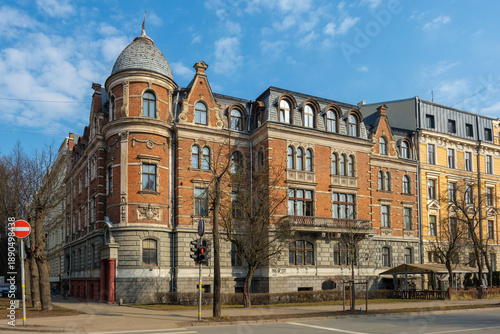 Old historic building at Elizabetes Street, Riga, Latvia. Eclectic architecturet. 