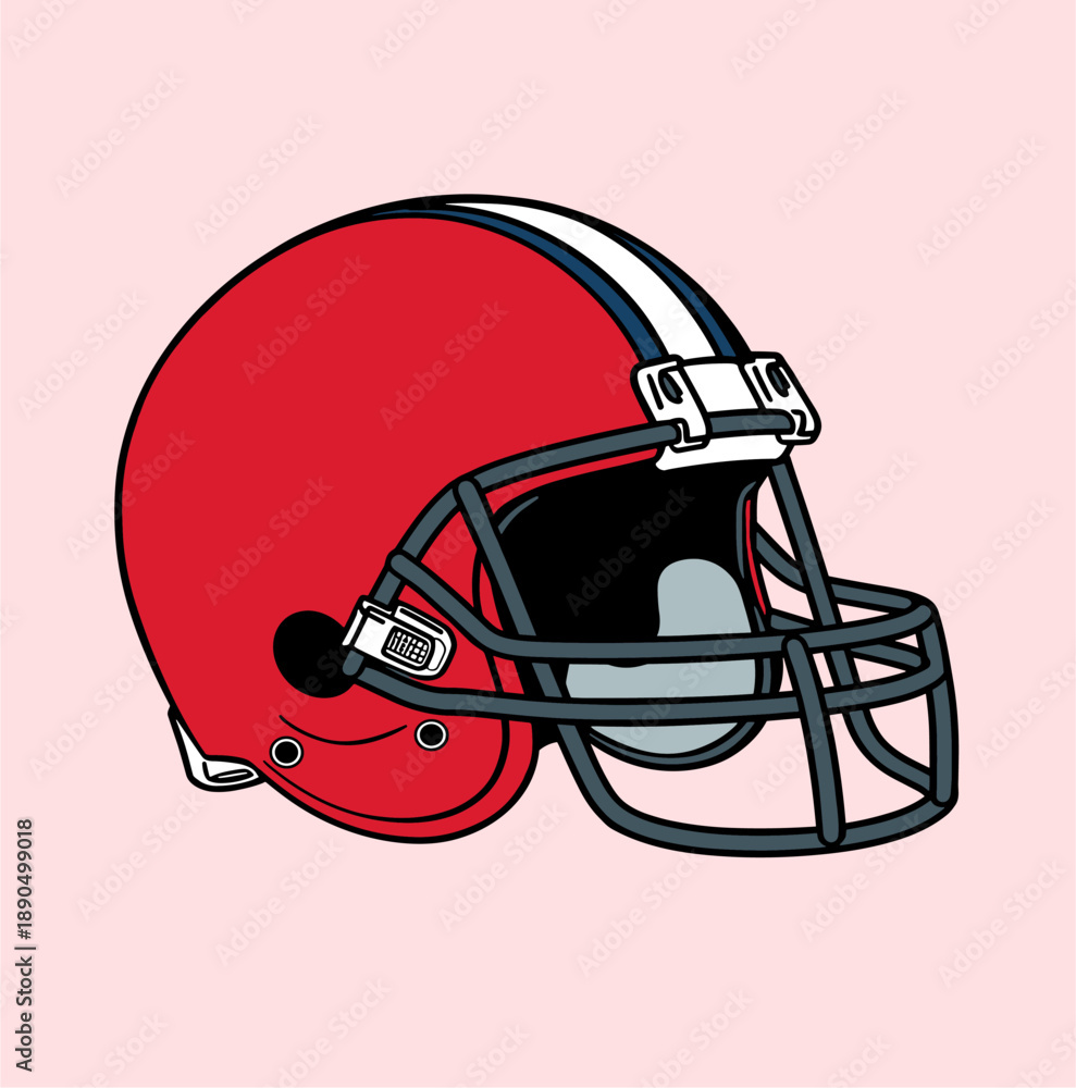 Fototapeta premium An illustration of a red football helmet on a pink background