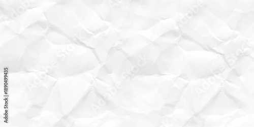 white crumpled paper. Clean white paper. Top view.