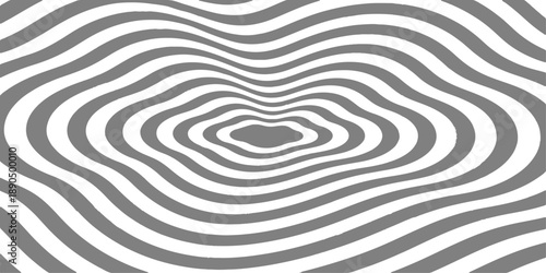 A seamless 3d geometric art wallpaper featuring an abstract black vector illustration of spiral lines and curved wave patterns creating a round labyrinth ornament on a textured backdrop