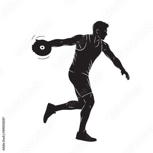 Male Discus Thrower Silhouette Athlete Discus Sport Vector Illustration Dynamic Discus Throw Discus Event Track and Field Competition Sporty Man Discus Thrower Power Strength Discus Throw
