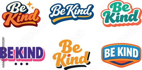 Modern festive banner with holiday message showcasing modern lettering logo set for Be Kind designed for commercial stock use,