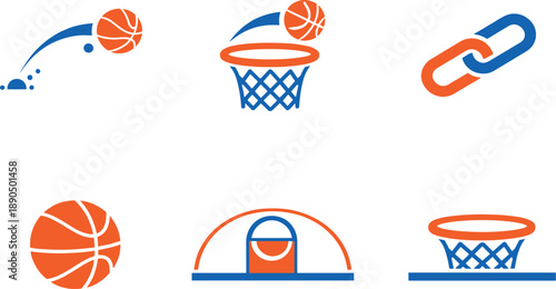 Two-Color vector icons of minimal court energy: thin rim curve, tiny net droplet, soft bounce dot, faint arc line; single chain