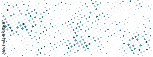 Medical pattern with dark blue and green crosses of various sizes creates a professional healthcare background perfect for hospital presentations and health-related designs.