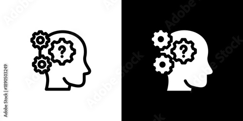 Critical Thinking concept with flat Black White Background Vector illustration.