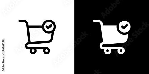 Check Out icon concept with flat Black White Background. Vector illustration.