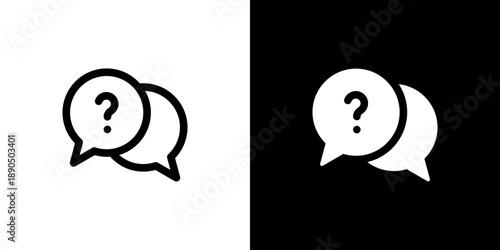 Answer icon concept with flat Black White Background. Vector illustration.