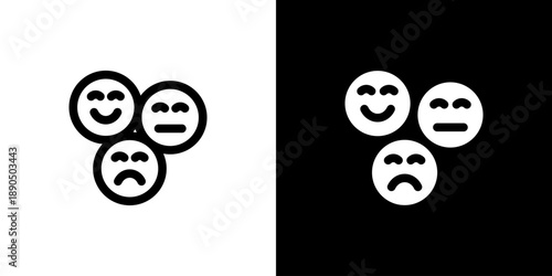 Emoji icon concept with flat Black White Background. Vector illustration.