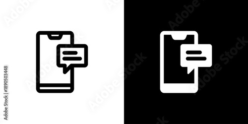 Message icon concept with flat Black White Background. Vector illustration.