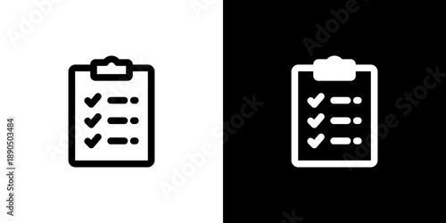 Check List icon concept with flat Black White Background. Vector illustration.