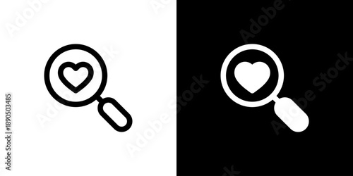 Search icon concept with flat Black White Background. Vector illustration.