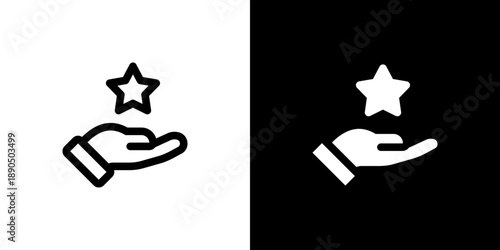 Review icon concept with flat Black White Background. Vector illustration.