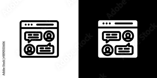 Browser icon concept with flat Black White Background. Vector illustration.