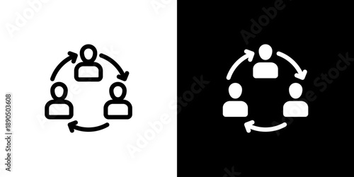 Group icon concept with flat Black White Background. Vector illustration.