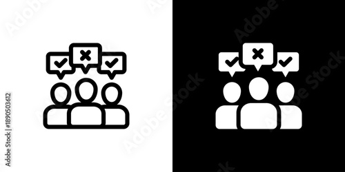 Vote icon concept with flat Black White Background. Vector illustration.