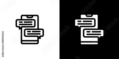 Chat icon concept with flat Black White Background. Vector illustration.