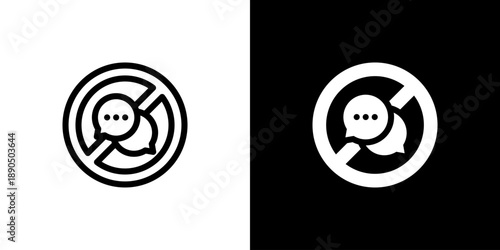 No Speak icon concept with flat Black White Background. Vector illustration.